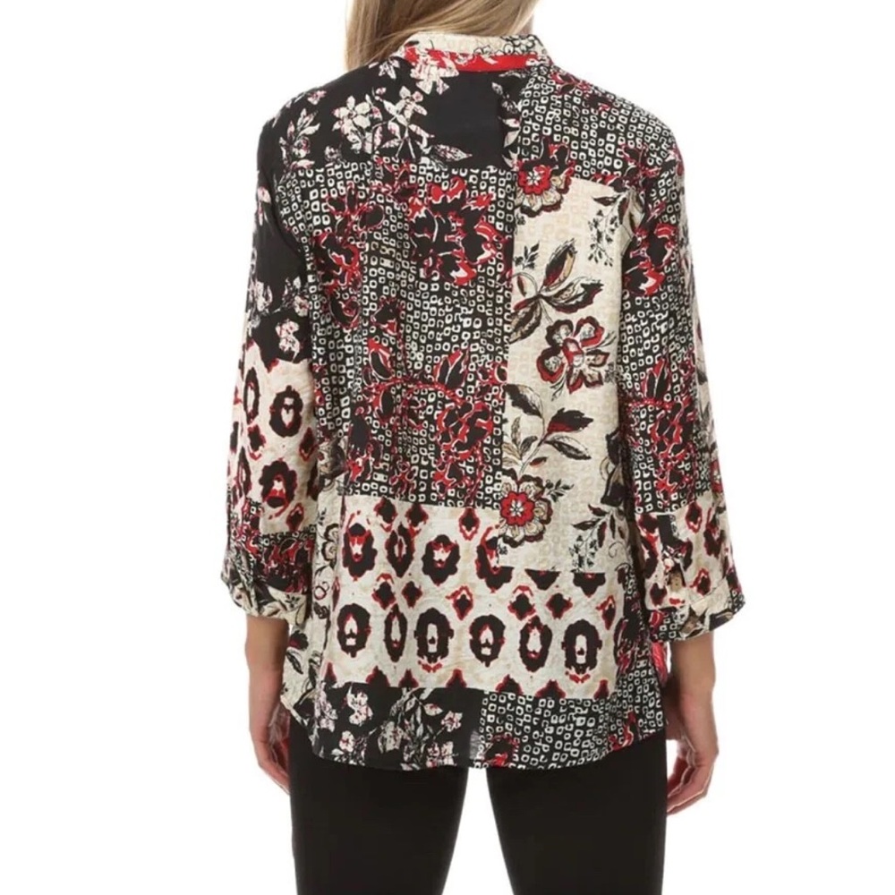 Multiples Red & Black Multi Band Collar Button Fr… - image 2